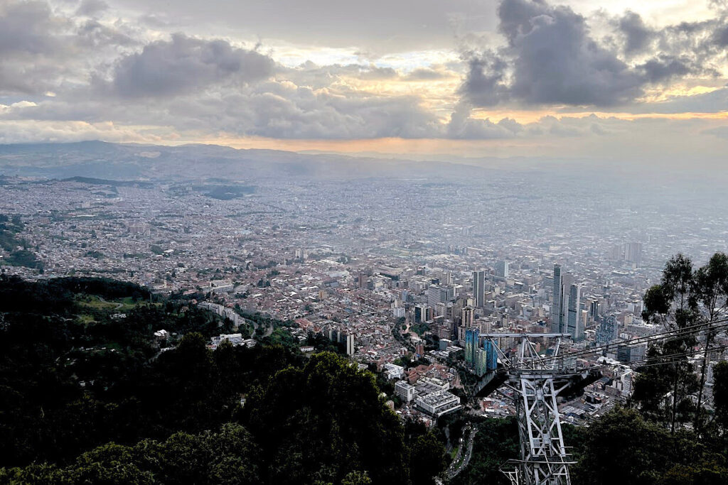 Cityscape with cloudy sky view